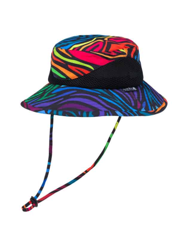 כובע רחב שוליים טקסטורת זברה צבעונית